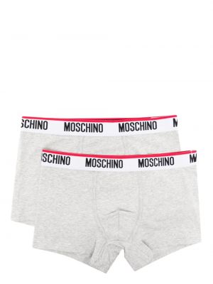 Памучни боксерки с принт Moschino сиво