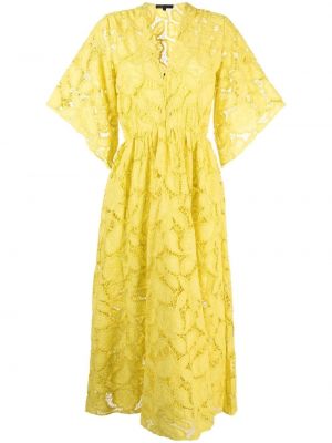 Bavlněné rovné šaty s výstřihem do v Maje - žlutá