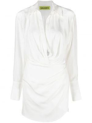 Копринена коктейлна рокля Gauge81 бяло