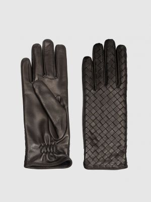 Кожаные перчатки Bottega Veneta коричневые