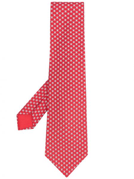 Corbata con estampado geométrico Hermès rojo