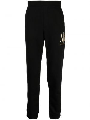Pantaloni sport cu broderie Armani Exchange negru