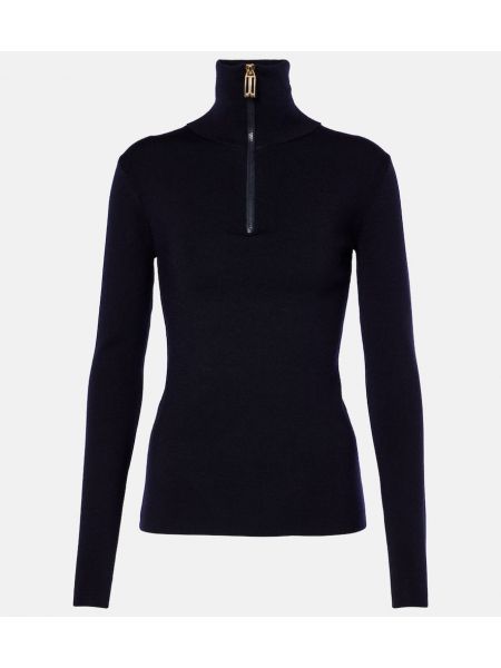 Zip ull turtleneck topp Victoria Beckham blå