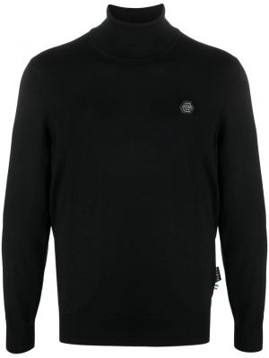 Sweter wełniany z wełny merino Philipp Plein czarny