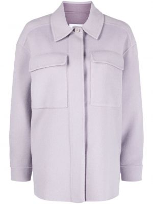 Vlnená košeľa Calvin Klein fialová
