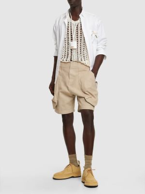 Pantalon cargo en coton en coton Jacquemus beige