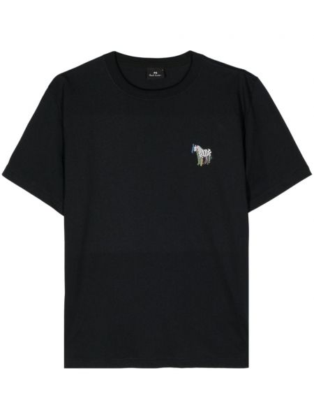 Kokvilnas t-krekls ar apdruku ar zebras rakstu Ps Paul Smith melns