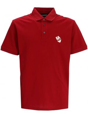 Tricou polo cu broderie Emporio Armani roșu