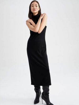 Плетена миди рокля с къс ръкав Defacto черно