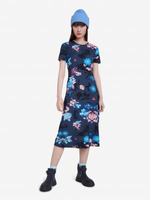 Kvetinové kvetinové midi šaty Desigual modrá