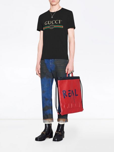 Camiseta con estampado Gucci negro