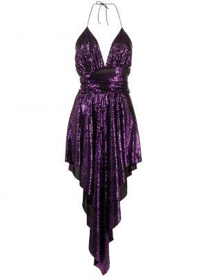Sukienka koktajlowa z cekinami asymetryczna Alexandre Vauthier fioletowa