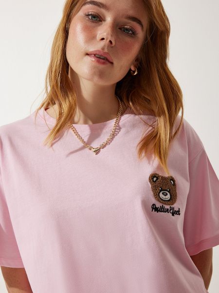 Pletena majica Happiness İstanbul ružičasta