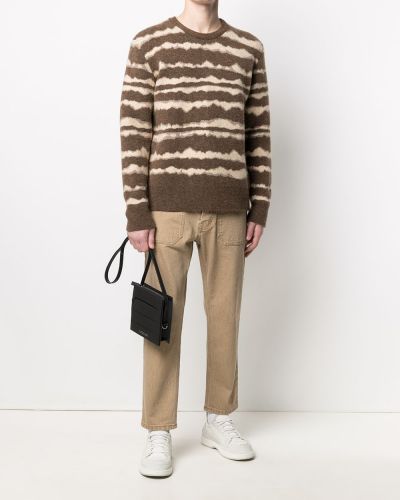 Sweter w paski w abstrakcyjne wzory Nanushka brązowy
