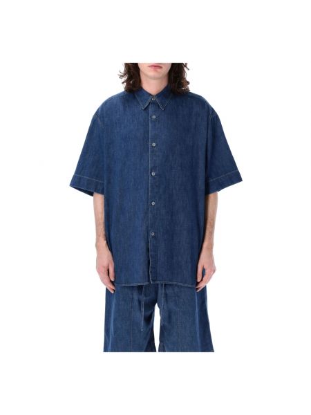 Koszula jeansowa z krótkim rękawem Studio Nicholson niebieska
