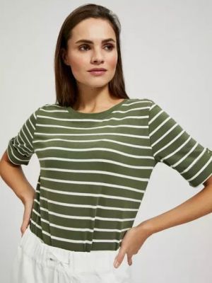 Pruhované tričko Moodo zelené