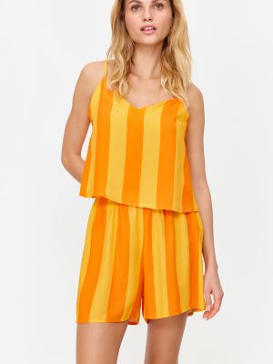 Piżama w paski pleciona Trendyol pomarańczowa