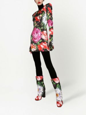 Mustriline lilleline kleit Dolce & Gabbana must