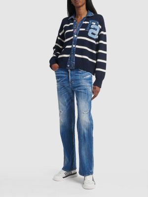 Jeans distressed baggy Dsquared2 blu