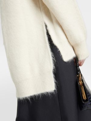 Vlněný svetr z alpaky Jil Sander bílý