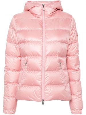 Pernata jakna s kapuljačom Moncler ružičasta