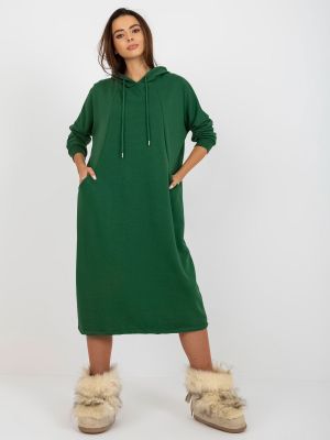 Sukienka midi oversize Fashionhunters zielona