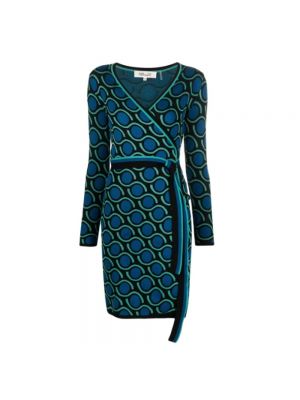 Sukienka mini z nadrukiem Diane Von Furstenberg zielona