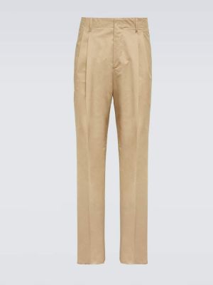 Bavlnené saténové rovné nohavice s vysokým pásom Lardini béžová