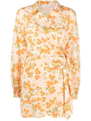 Obleka s cvetličnim vzorcem s potiskom Peony oranžna