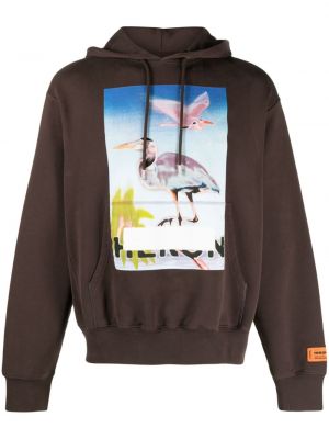 Pamučna hoodie s kapuljačom Heron Preston smeđa