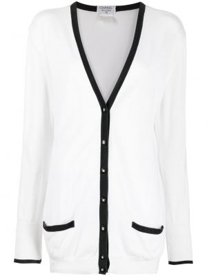 Cardigan à boutons en coton Chanel Pre-owned blanc