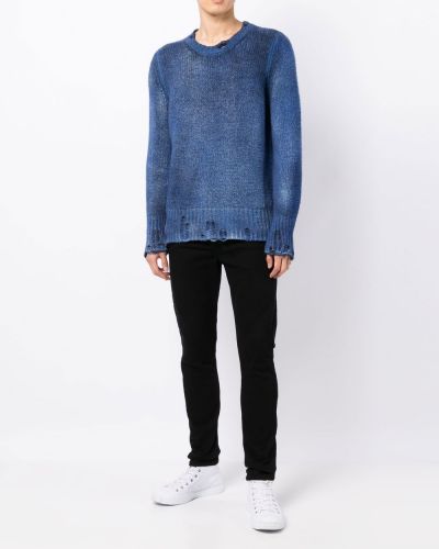 Sweter z przetarciami Avant Toi niebieski
