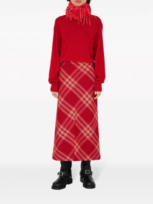 Kostkované vlněné dlouhá sukně Burberry červené