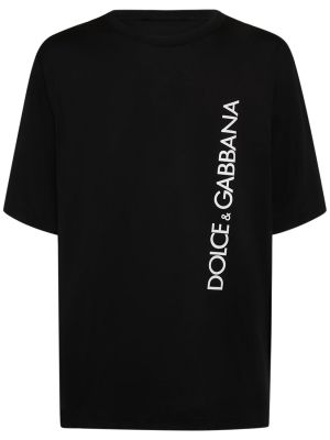 Βαμβακερή μπλούζα από ζέρσεϋ Dolce & Gabbana μαύρο