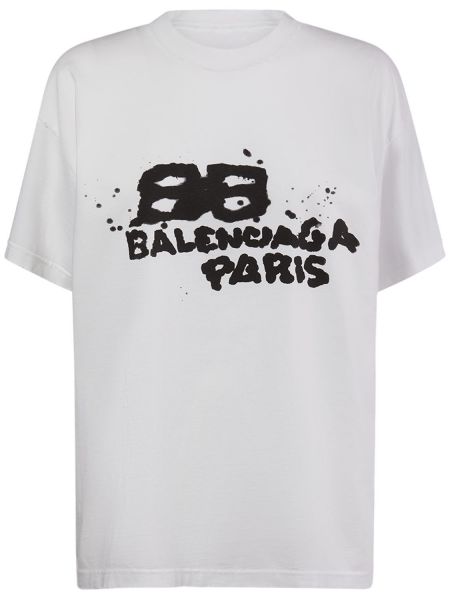 T-shirt i bomull Balenciaga vit