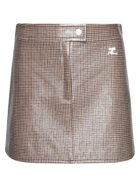 Клетчатая юбка мини Courrèges коричневая