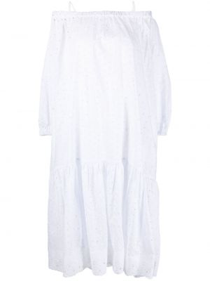 Bavlněné dlouhé šaty s dlouhými rukávy Antonio Marras - bílá