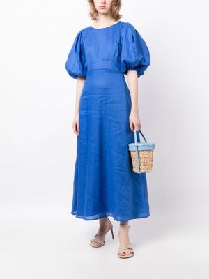Lniana sukienka długa Faithfull The Brand niebieska