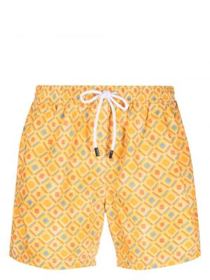 Shorts à imprimé à motif géométrique Barba jaune