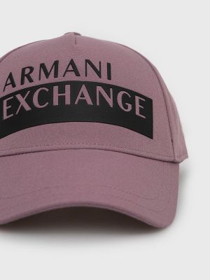 Czapka z daszkiem Armani Exchange fioletowa