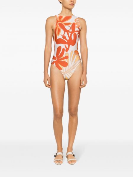 Raštuotas maudymosi kostiumėlis Adriana Degreas oranžinė