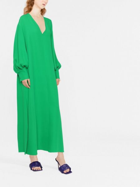 Zelené dlouhé šaty s výstřihem do v Valentino
