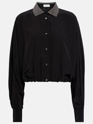 Копринена блуза Brunello Cucinelli черно