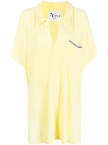 Bavlněné mini šaty s krátkými rukávy Pitusa - žlutá