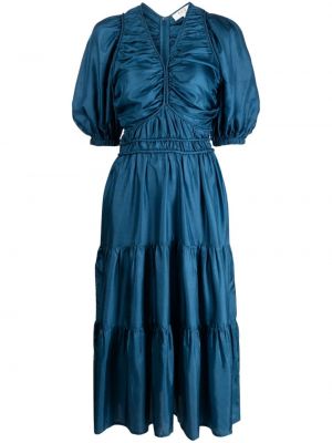 Drapované midi šaty Sea modré