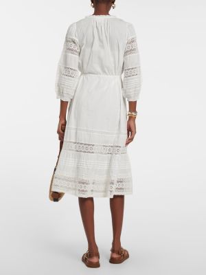 Aksamitna sukienka midi bawełniana Velvet biała