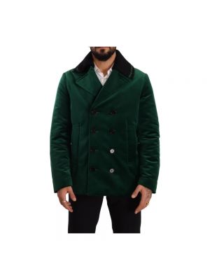 Zielony welurowy płaszcz zimowy Dolce And Gabbana
