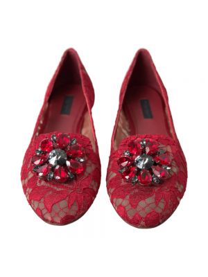 Balerinki koronkowe Dolce And Gabbana czerwone