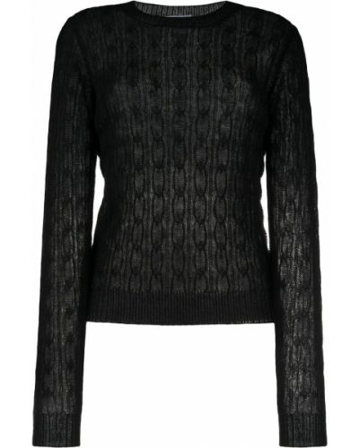 Caurspīdīgs adīti džemperis Prada melns