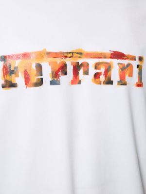 Koszulka bawełniana z dżerseju oversize Ferrari biała